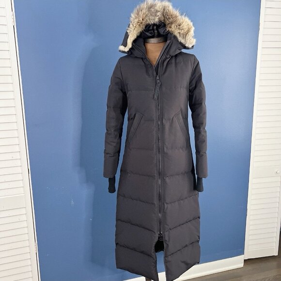 Canada Goose Mystique Parka Black Label Down Coat Real FUR Black Size XXS - Picture 2 of 12